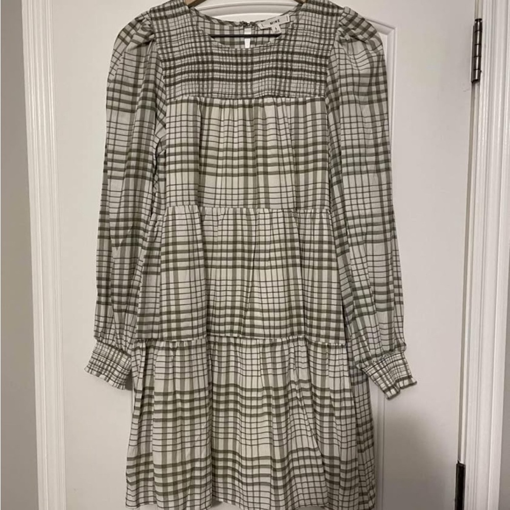 New Olive Plaid Lined Mini Dress (See Description!)